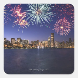 Sticker Carré Feux d'artifice au-dessus de l'horizon 2 de