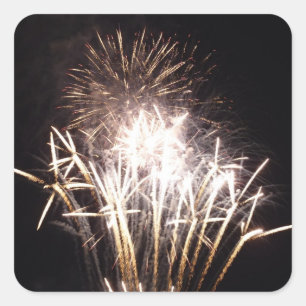 Sticker Carré Feux d'artifice blancs et or I Célébration patriot