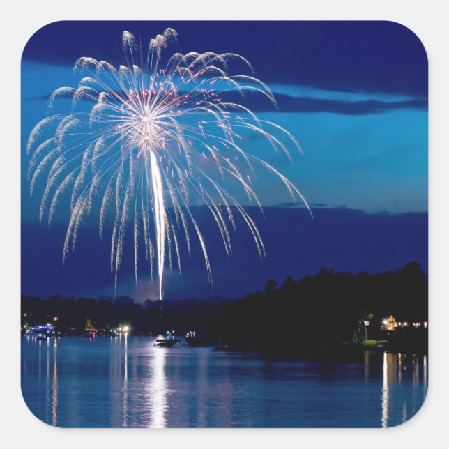 Sticker Carré feux d'artifice East Gull Lake au-dessus de la bai (Devant)