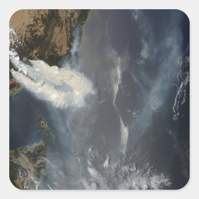 Sticker Carré Feux et fumée dans le sud-est de l'Australie (Devant)