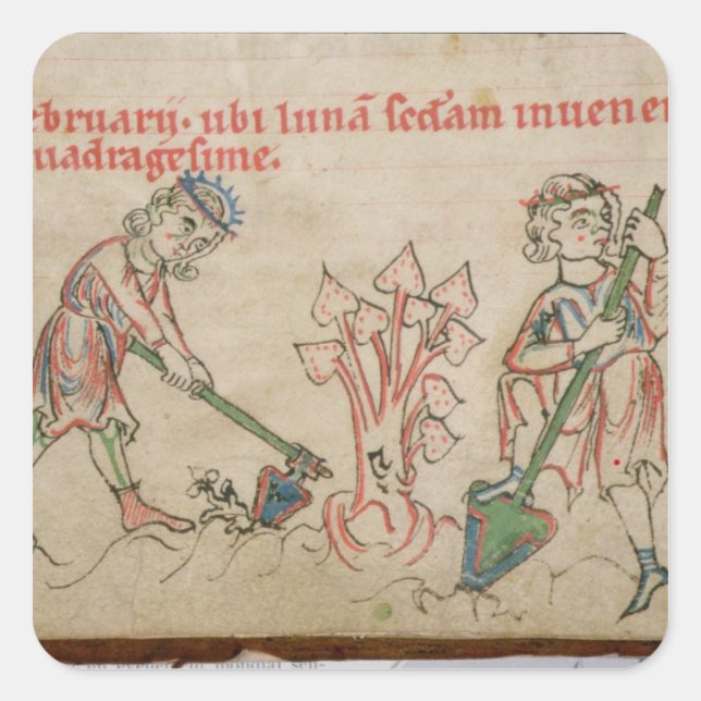 Sticker Carré Février : hoeing (Devant)