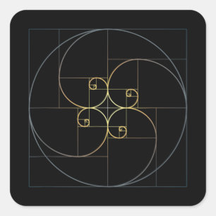 Sticker Carré Fibonacci Spiral Golden Ratio Géométrie