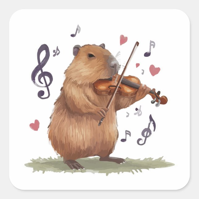 Sticker Carré fiddler capybara (Devant)