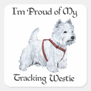 Sticker Carré Fier de mon Westie de suivi
