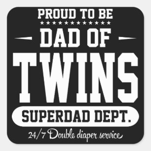Sticker Carré Fier D'Être Papa De Twins Superdad Dept.