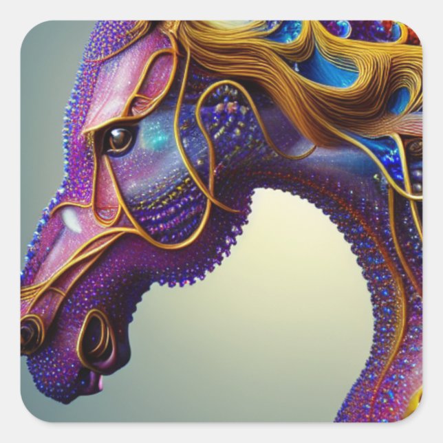Sticker Carré Fierce Gemmes Fracturales Cheval Tête (Devant)