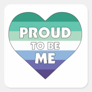 Sticker Carré Fière d'être moi LGBTQ Hommes Gay Pride Coeur