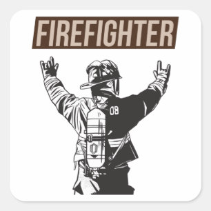Sticker Carré Fière escouade de pompiers