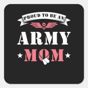 Sticker Carré Fière maman de l'armée