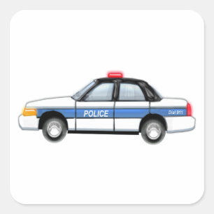 Sticker Carré Fière voiture de police