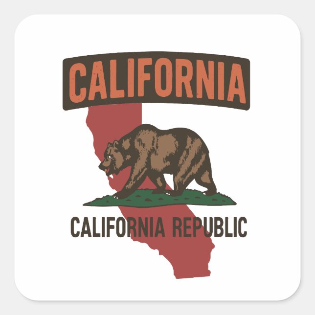 Sticker Carré Fierté de l'état de la République de Californie (Devant)
