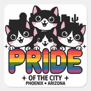Sticker Carré Fierté de Phoenix City Arizona USA Rainbow Flag