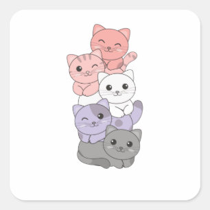Sticker Carré Fierté Drapeau Cupioromantique Lgbtq Cute Cats