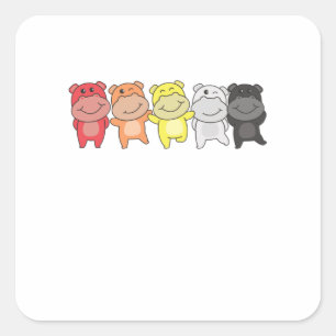 Sticker Carré Fierté Drapeau Lithsexuel Lgbtq Joli Hippo