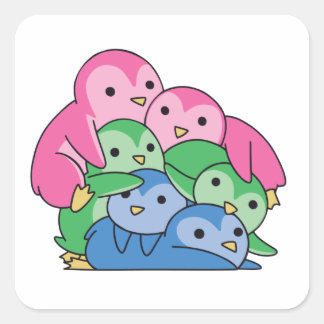 Sticker Carré Fierté Drapeau Polysexuel Lgbtq Cute Penguin