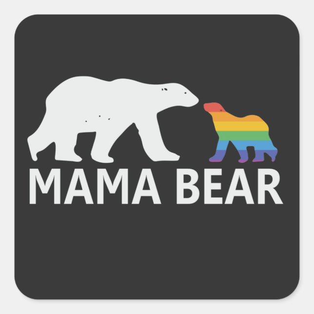 Sticker Carré Fierté maman ours Fière maman Lgbt maman Ours (Devant)