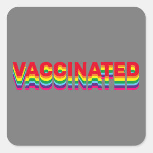 Sticker Carré Fierté vaccinée lgbt gay arc-en-ciel gris rétro