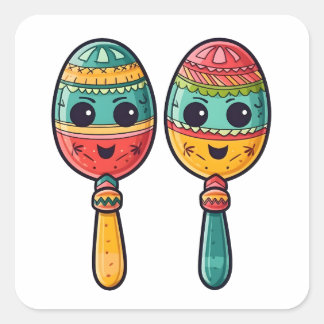 Sticker Carré Fiesta Cute Maracas mexicaine