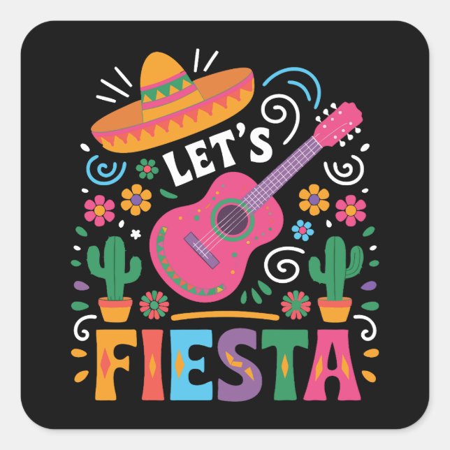 Sticker Carré Fiesta - Style Fête Mexicaine (Devant)