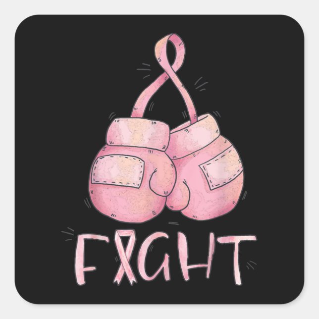 Sticker Carré Fight Cancer Survivor Boxing Gloves Breast Cancer (Devant)
