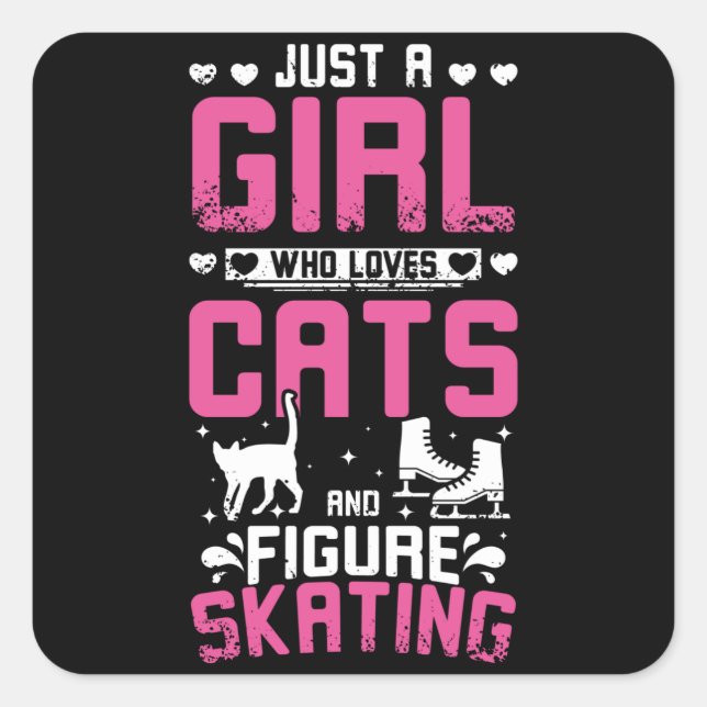 Sticker Carré Figure Skating And Cats (Devant)