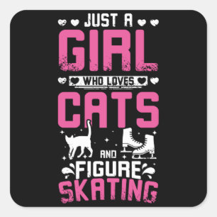 Sticker Carré Figure Skating And Cats
