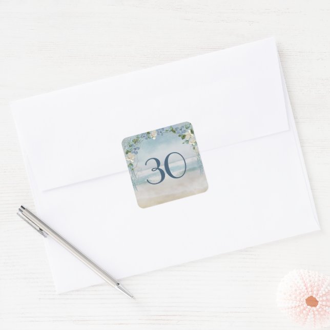 Sticker Carré Filet nautique et arche pour le 30e anniversaire (Enveloppe)