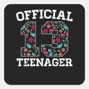 Sticker Carré Fille 13e anniversaire Adolescent officiel