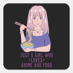 Sticker Carré Fille Anime   pour Anime & Food Lover