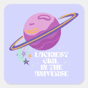 Sticker Carré Fille chanceuse, Fille chanceuse, Lucky, Affirmati