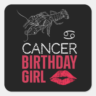 STICKER CARRÉ FILLE D'ANNIVERSAIRE DU CANCER
