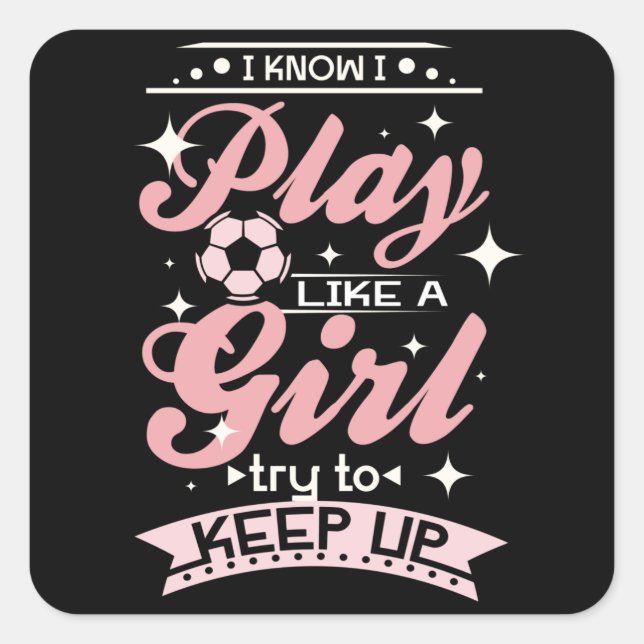 Sticker Carré Fille de football (Devant)