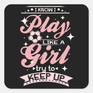 Sticker Carré Fille de football