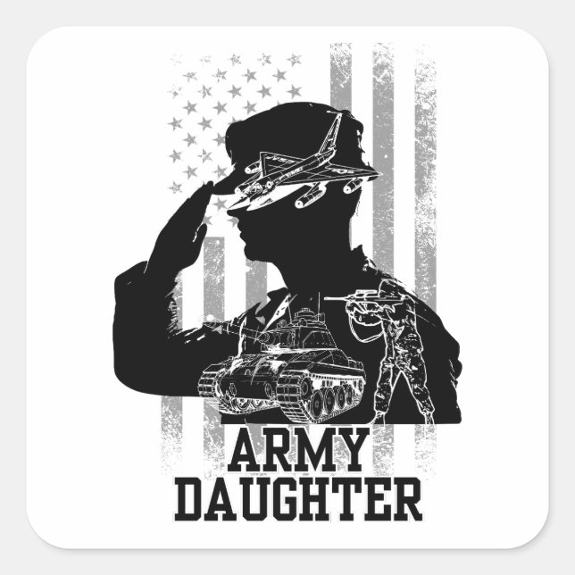 Sticker Carré Fille de l'armée (Devant)