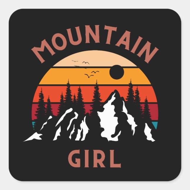 Sticker Carré Fille de montagne (Devant)