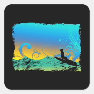 Sticker Carré Fille de surf