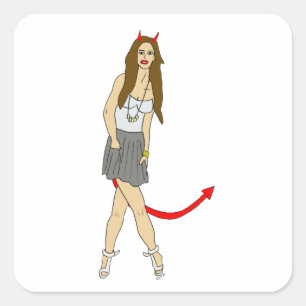 Sticker Carré fille diable
