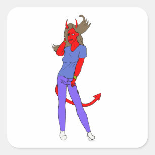 Sticker Carré fille diable