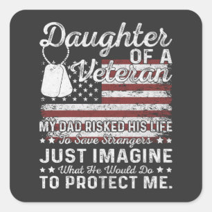 Sticker Carré Fille d'une famille militaire patriotique et vétér