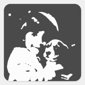 Sticker Carré Fille, enfant, animal