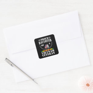 Sticker Carré Fille fière d'un vétéran du Vietnam Cadeau patriot