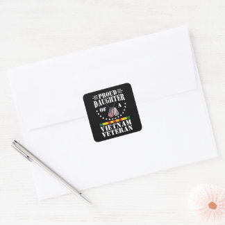 Sticker Carré Fille fière d'un vétéran du Vietnam Cadeau patriot