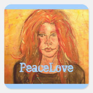 Sticker Carré fille hippie PeaceLove
