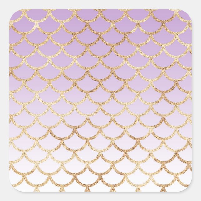 Sticker Carré Fille Lilac Purple Gold Parties scintillant sirène (Devant)