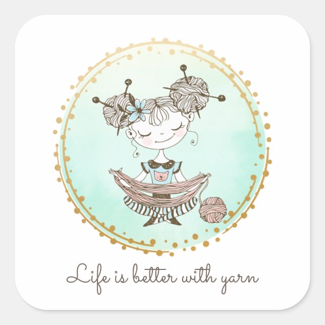 Sticker Carré Fille Louveuse de Fils Whimsical (Devant)