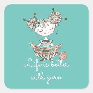 Sticker Carré Fille Louveuse de Fils Whimsical