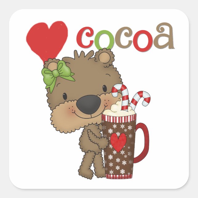 Sticker Carré Fille Ours Cocaca Amour (Devant)