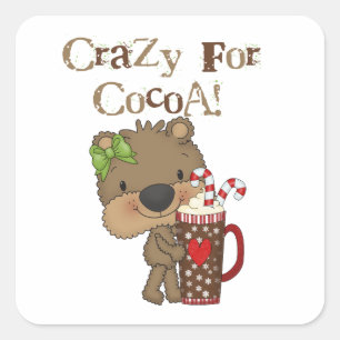 Sticker Carré Fille Ours Fou Pour Coca