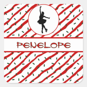 Sticker Carré Fille Patinage sur glace Sprinkel Personnalisé