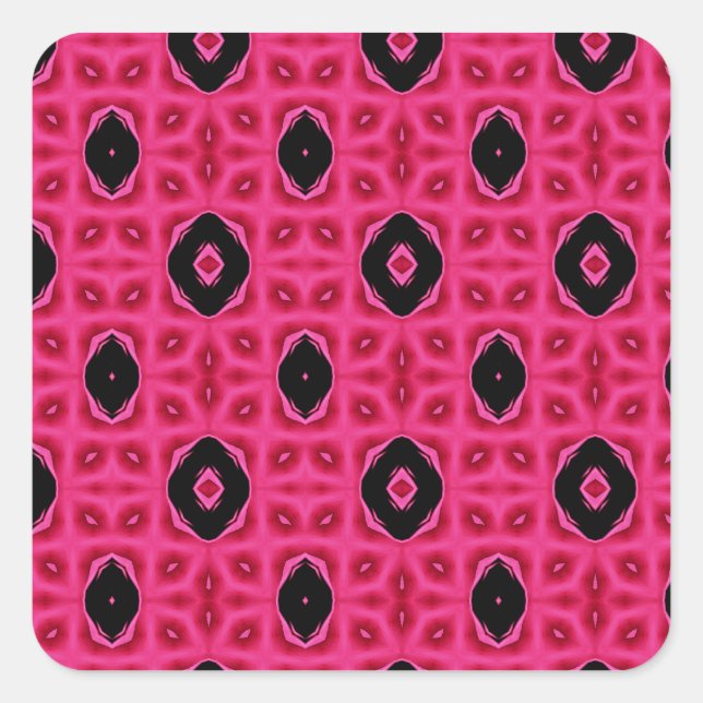 Sticker Carré Fille Rose Chaud Et Noir Motif Abstrait (Devant)